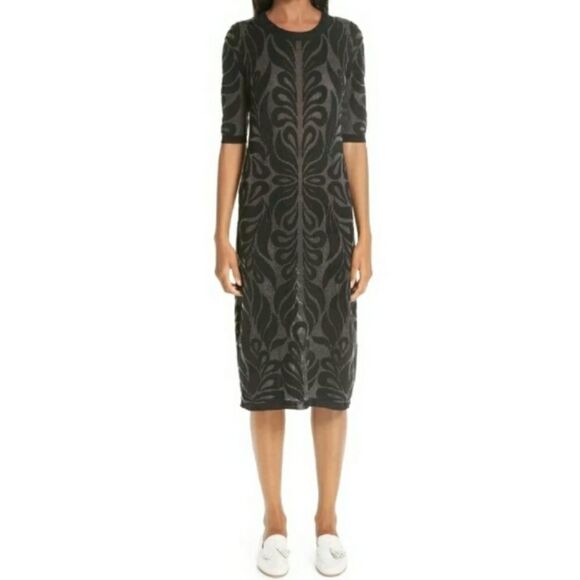 PARTOW INTARSIA KNIT WOOL MIDI DRESS SZ S NEW - Picture 1 of 3